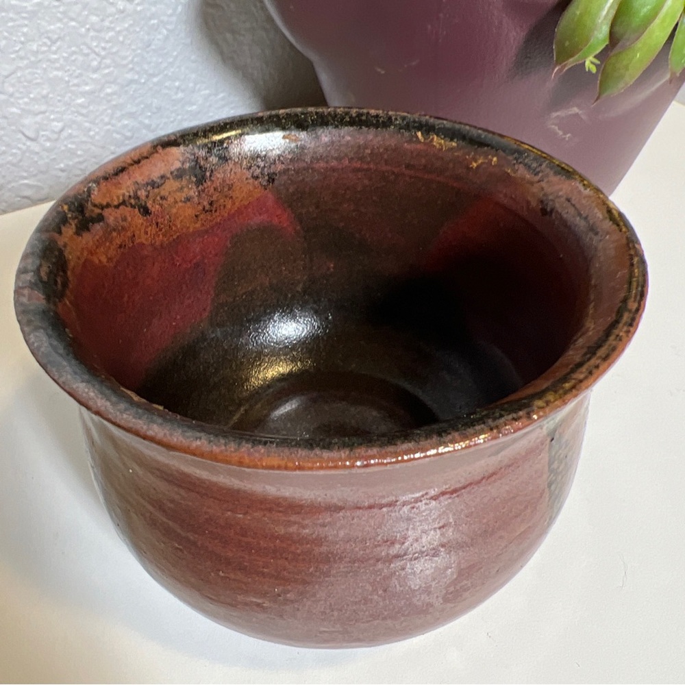 Signed By Artist Art Pottery Hand Thrown Stoneware BOWL 5”x3.5” 1975 USA MCM